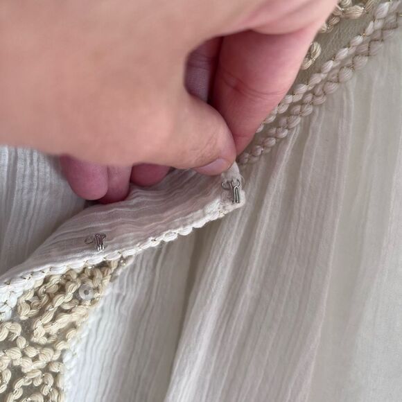 Free People Cream Tunic w Lace/Sequin Detail SZ Small Coastal Cowgirl NWOT - Picture 5 of 7